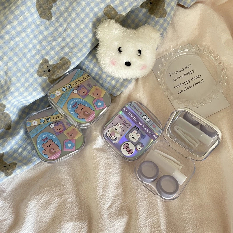PREMIUM SOFTLENS CASE 2 IN 1 KOTAK WADAH LENSA CUTE AESTHETIC CAT RABBIT BEAR SOFTLENS TRAVEL KIT