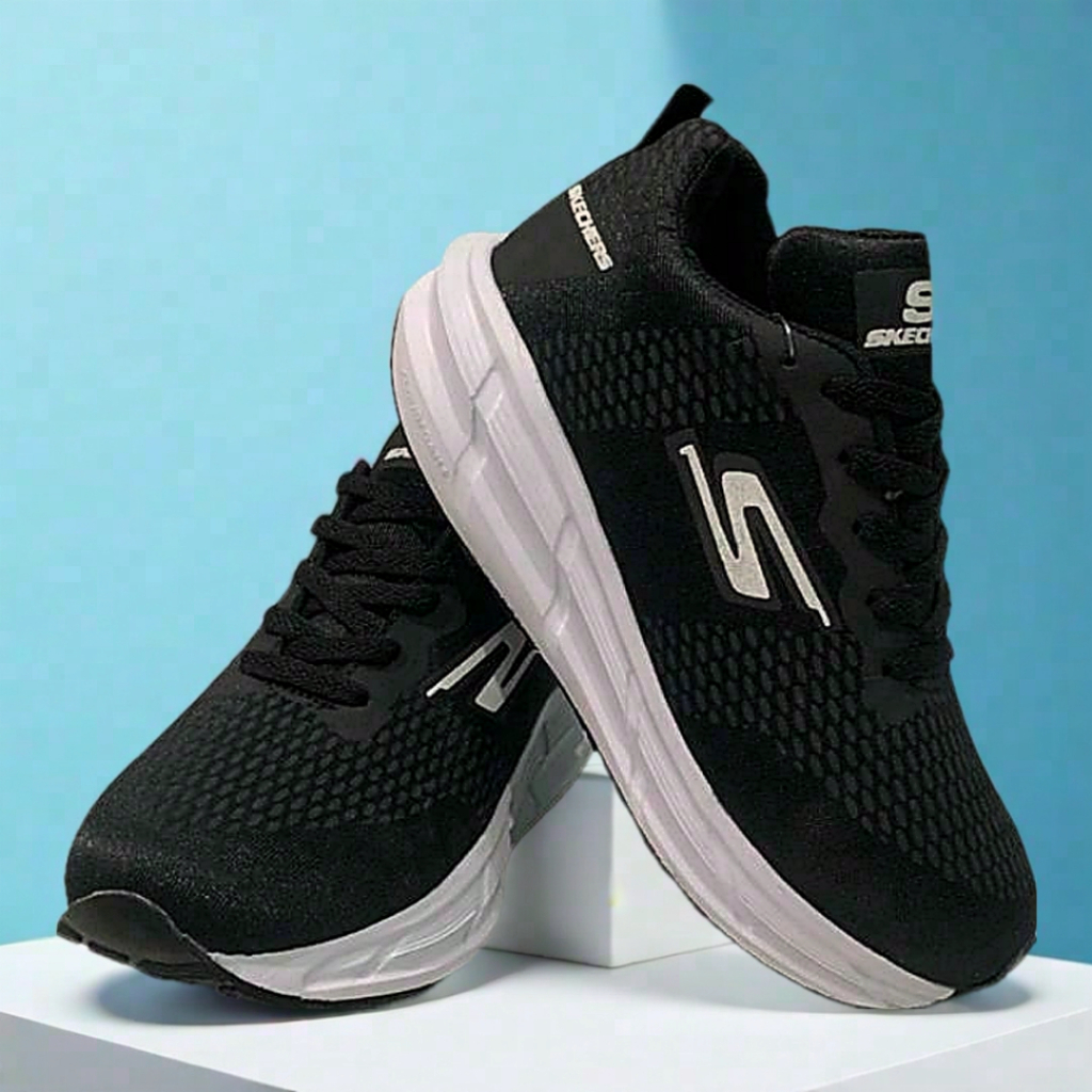 sepatu skechers pria dan wanita hitam putih