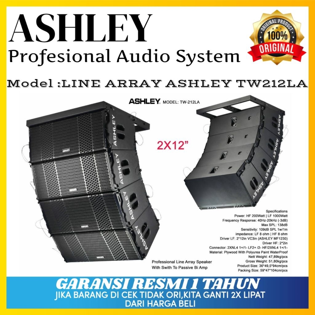 Speaker Line Array Ashley Tw212la Original Speaker Line Array Ashley 2X12inch