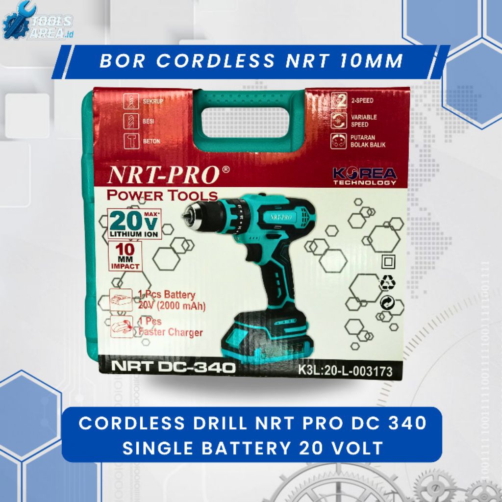 BOR BATTERY / BOR CORDLESS / BOR IMPACT DRILL10MM DC 340 SINGLE BATERY NRT-PRO