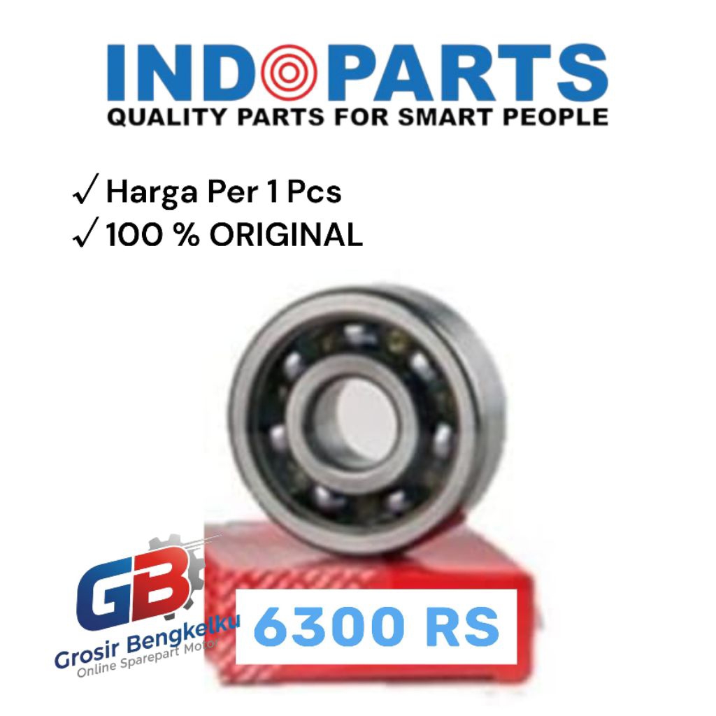 Indoparts Bearing 6300 RS - Laker Roda Depan Belakang - Laher roda motor- Laker Roda - Laher motor  