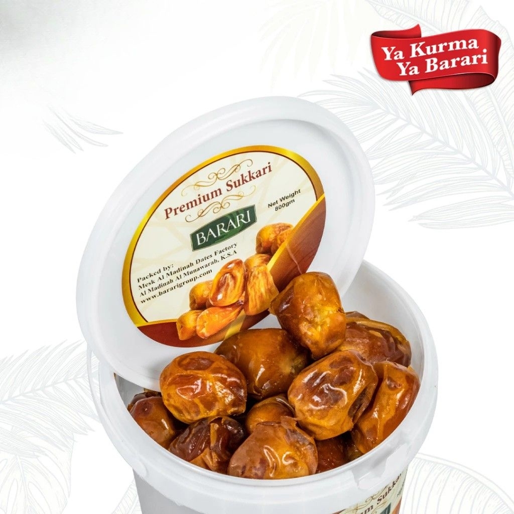 Kurma Sukkari Barari Ember Premium 800gr Kurma Saudi Arabia Manis Lembut kurma sukkari, kurma sukkar