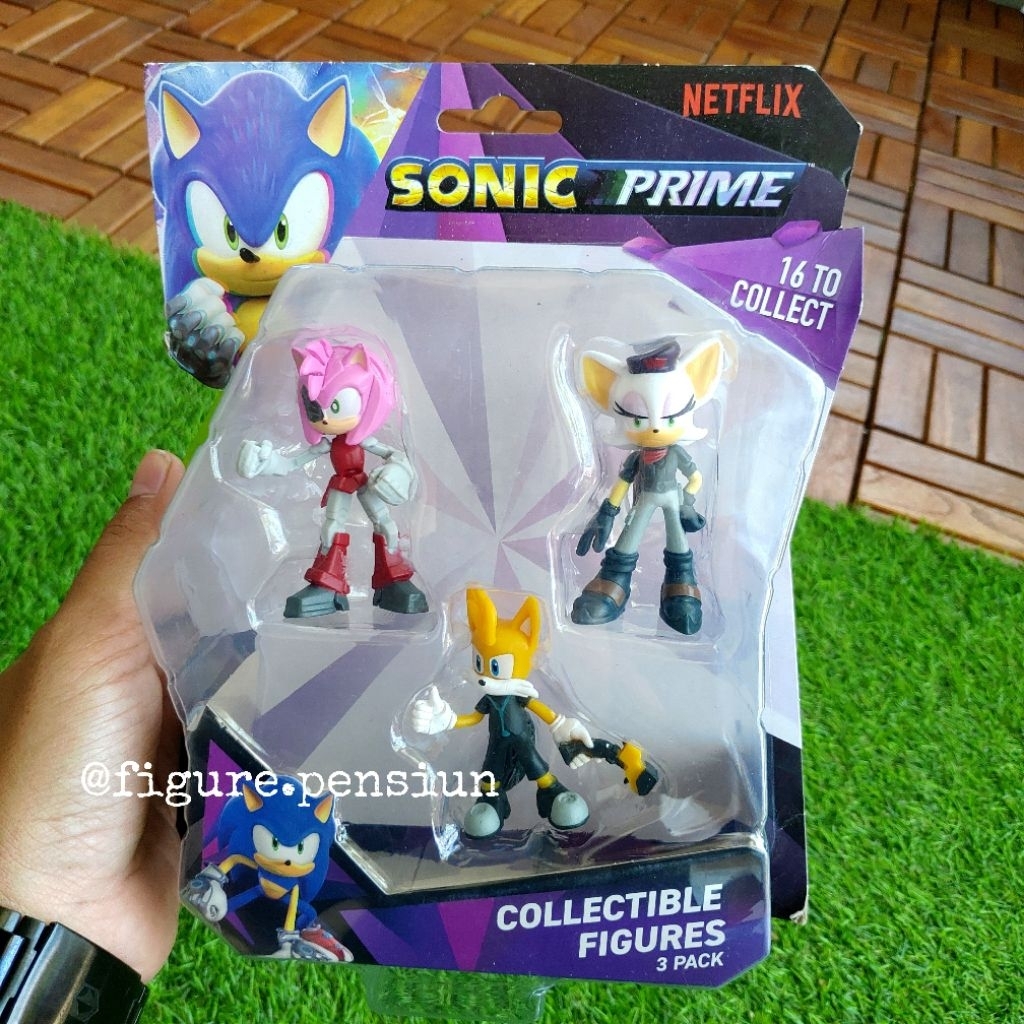 NETFLIX SONIC PRIME 3 PACK COLLECTIBLE FIGURES SONIC ROUGE TAILS ROSE ACTION FIGURE