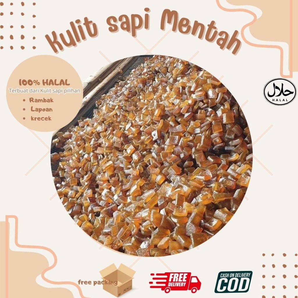 Kerupuk Kulit Sapi 1 Kg / Krecek Rambak Kulit Sapi / Jangek Mentah / Kerupuk Dorokdok Mentah