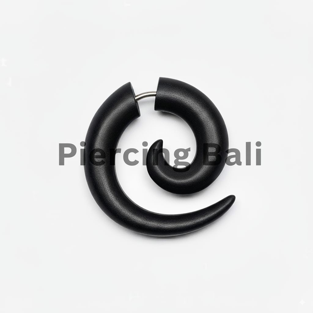 Anting Kayu Motif Spiral Ukuran 6 mm Bergaya Alami untuk Wanita dan Pria