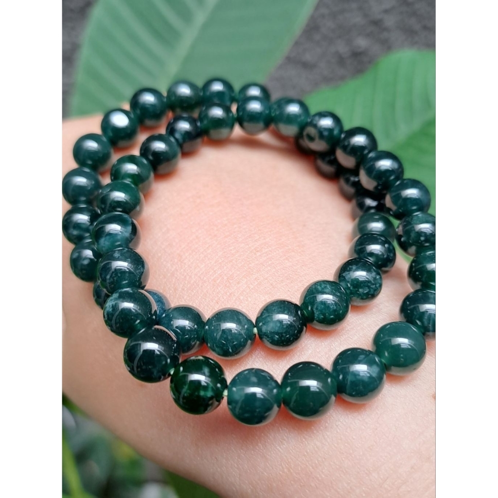 Gelang Jadeite Hijau Tua Type A - Gelang Batu Giok Asli Sertifikat