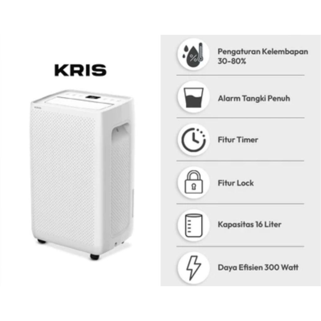 Dehumidifier Kris16 Ltr mesin serap lembab kelembaban ruangan
