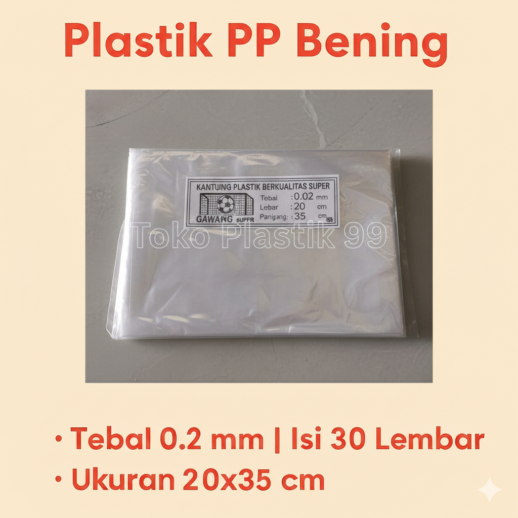 Plastik PP Bening Cap Gawang 20x35 Tebal 0.02 Micron / Plastik PP Bening Gawang 20x35 / Plastik PP C