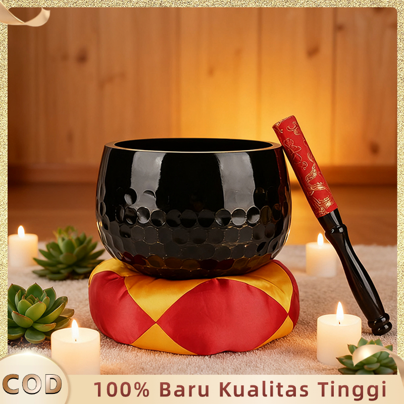 Bowl Suara Buddha Lonceng Tibet Singing Bowl Nepal Bowl Tembaga Lengkap Stick