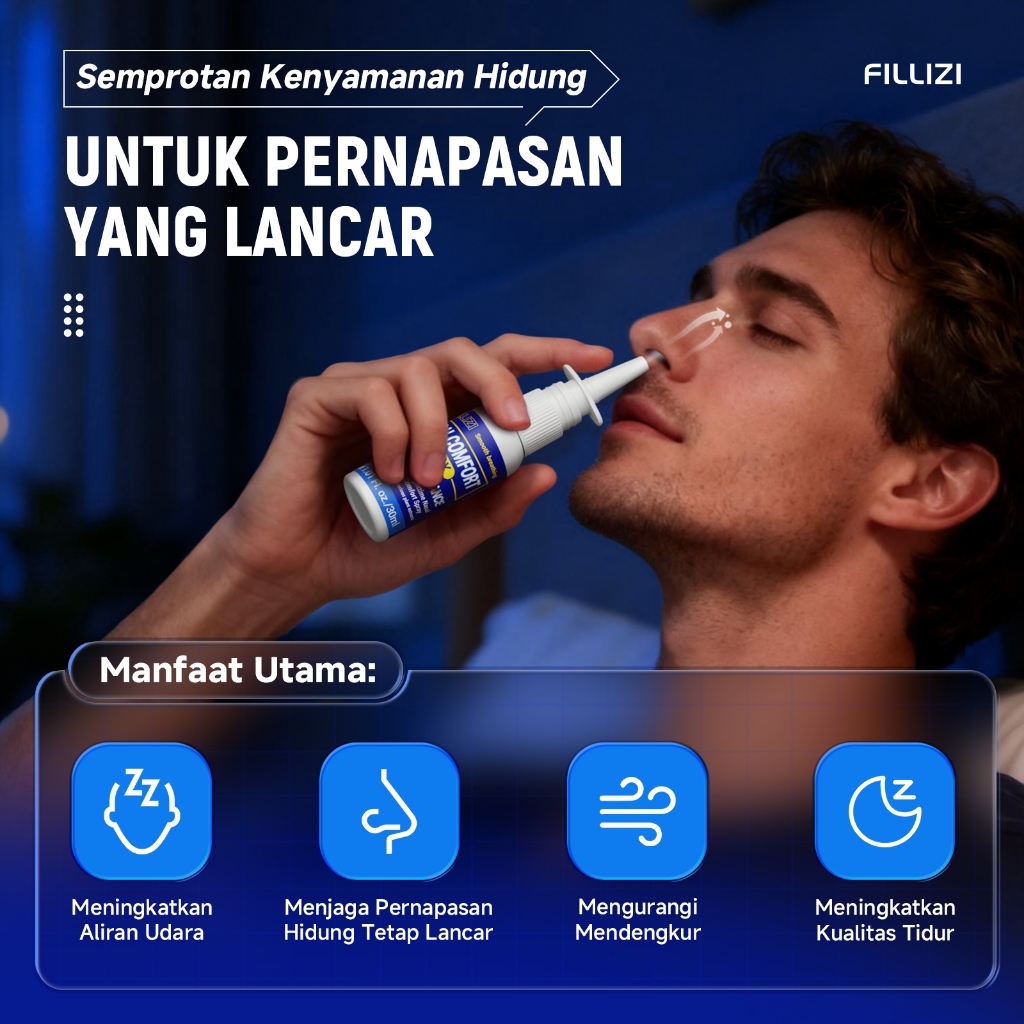 24H Pengiriman Cepat FILLIZI dekongestan hidung semprot  Malam hidung semprot  halus anti-mendengkur