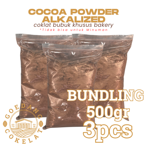 Goedang Cokelat | [BUNDLING 3 PCS] | Cokelat BUBUK 500gr Murni Tanpa Gula | cocoa powder / toko baha