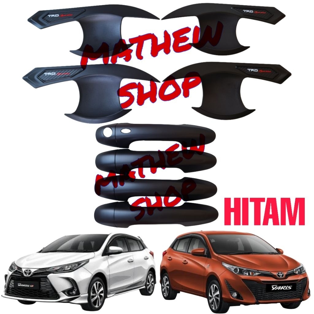 Paket Outer Cover New Yaris TRD Sportivo 2018 2019 2020 2021 2022 2023 2024 Hitam & Cover Door Handl