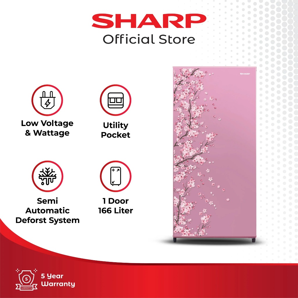 Sharp Kulkas 1 Pintu SJ-N182D-VB/VR / SJN 182 DVB / SJN182 Sakura
