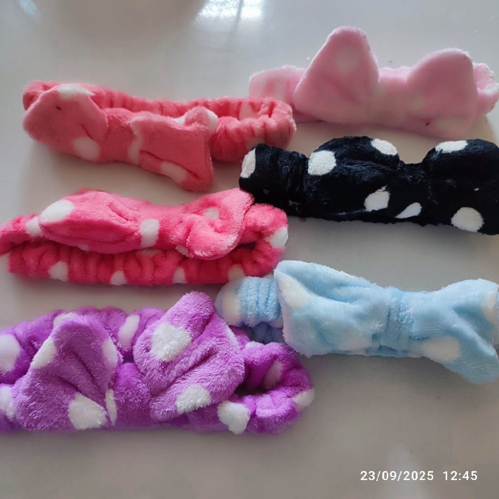 bando rambut dewasa bandana pita bulu lucu bando polkadot fashion wanita