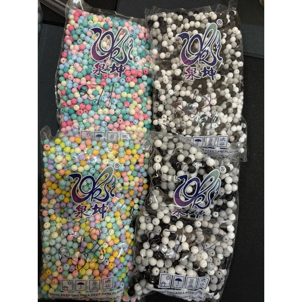 manik macaroon imvort/ manik bulat macaroon velvet / manik warna warni / manik doff / manik bulat ke