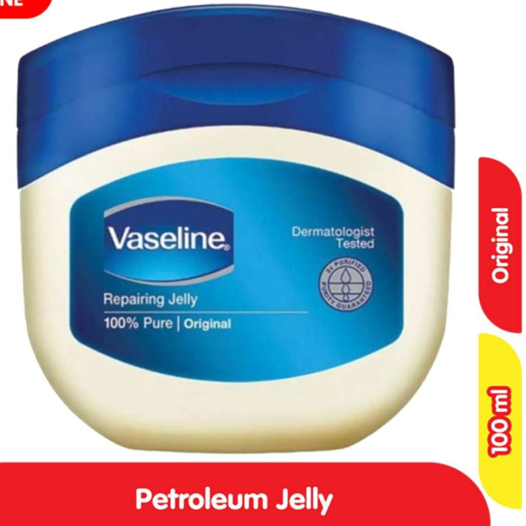 vaseline original repairing jelly 100ml exp 2028 + packing dus