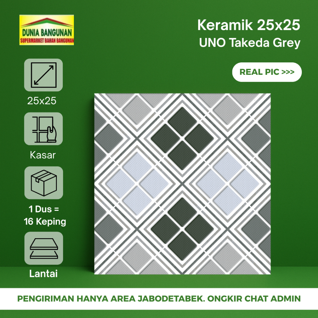 Keramik Lantai Kamar Mandi UNO 25X25 Takeda Grey Keramik Lantai