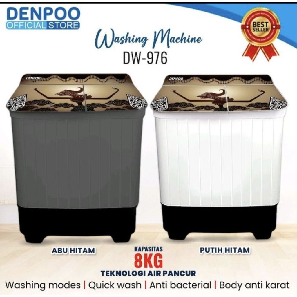 MESIN CUCI 2TABUNG DENPOO 9KG DW 976