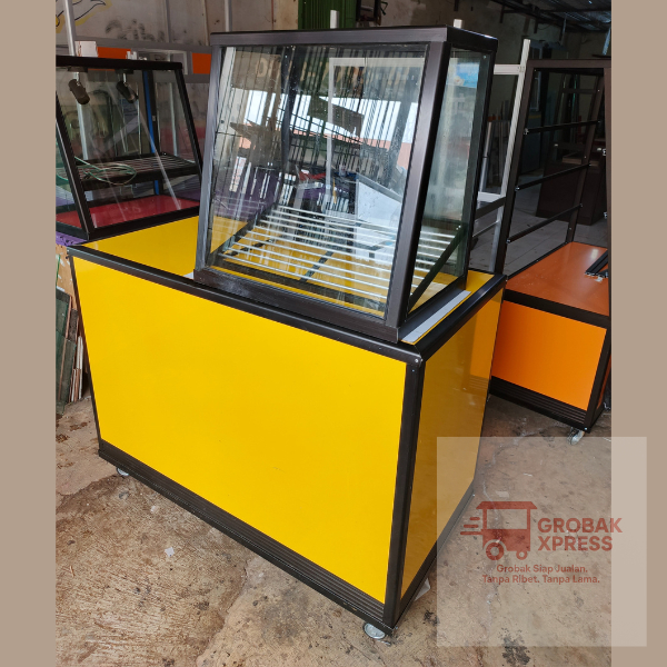 Meja aluminium + etalase fried chicken