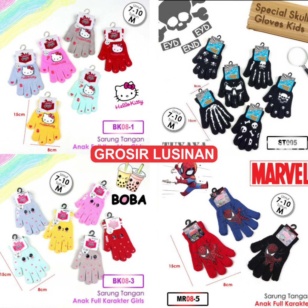 GROSIR 1 LUSIN SARUNG TANGAN ANAK 5-12 TH KARAKTER SARUNG TANGAN KARAKTER ANAK SARUNG TANGAN SARUNG 
