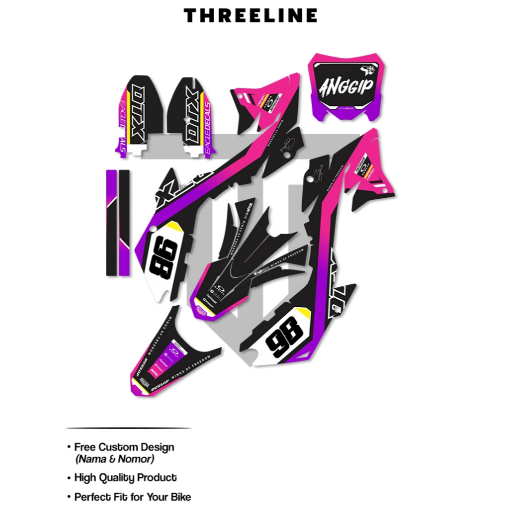 Decal DTRACKER 150 Full Body Custom Desain Warna Hitam Stiker - V1