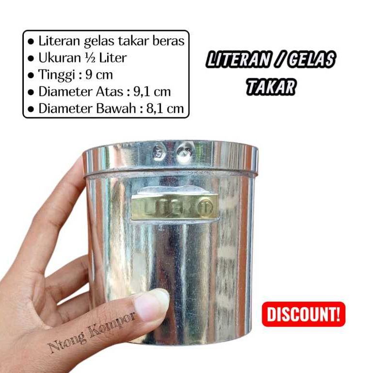 Literan Beras 1/2 Liter - Takaran Beras 1/2 Liter - Ukuran Beras 1/2 Liter - Canting Beras 1/2 Liter