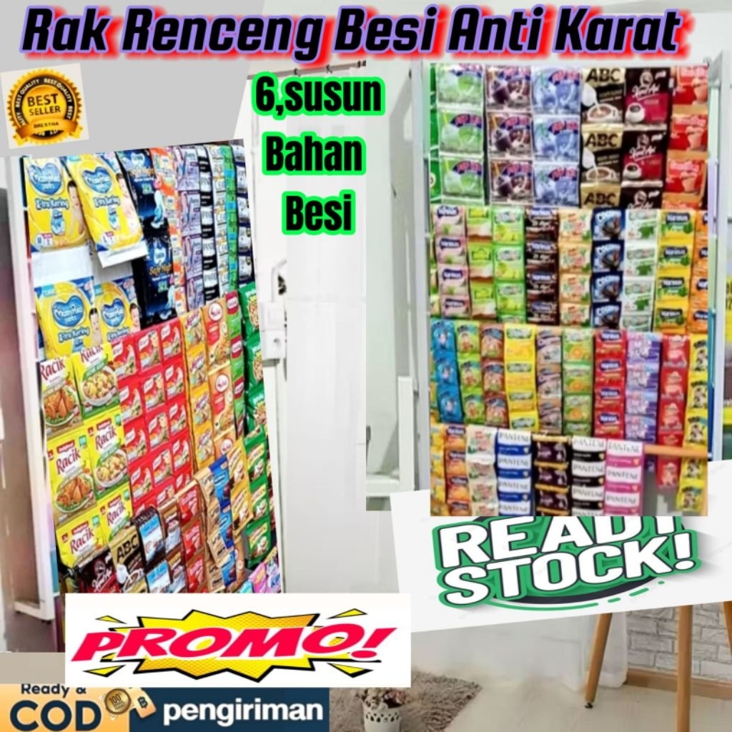 Rak warung Rak jajanan Rak Rencengan,Rak tangga susun,6, bahan besi Antikarat
