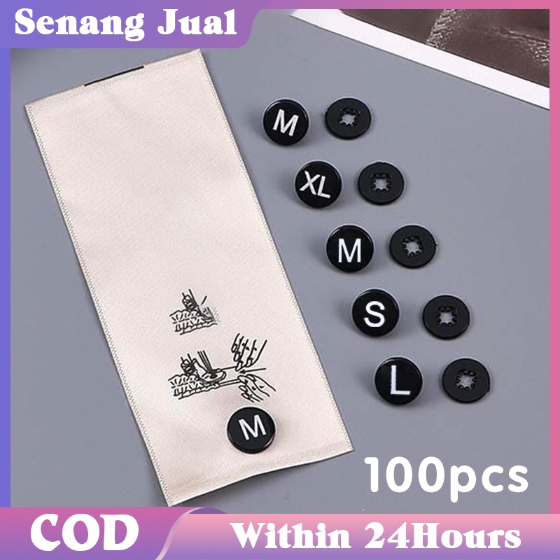 100Pcs Label Ukuran Baju Size Plastik  Label Size Baju Label Size Pakaian Label Ukuran Pakaian