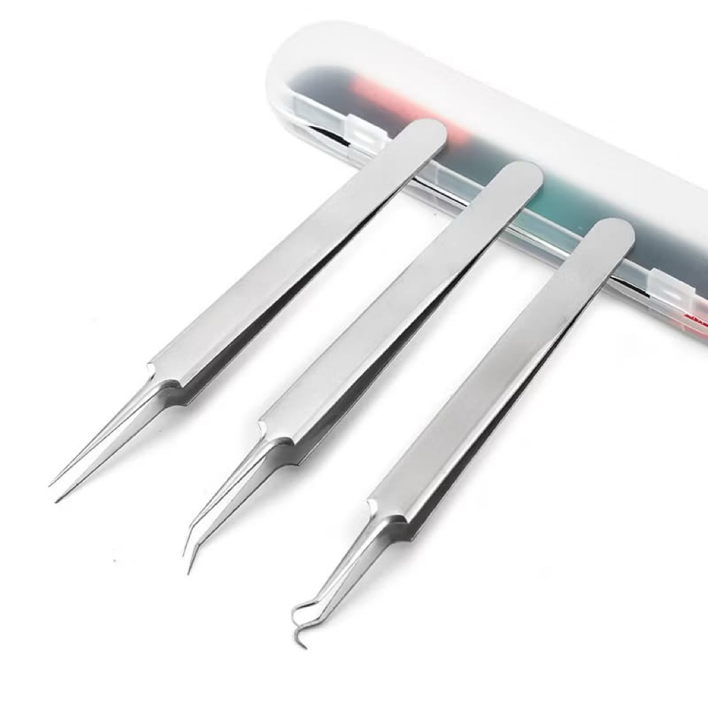 L071 - Blackhead Tweezer Pinset Siku Lurus Stainless Steel Alat Pembersih Komedo Jerawat Pinset Jepi