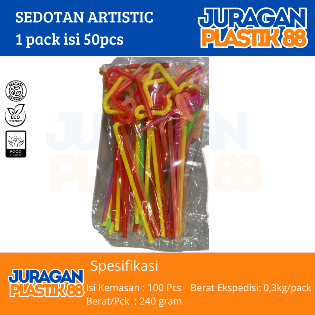 Sedotan Plastik Punky / Spiral / Ulir Isi 50pcs