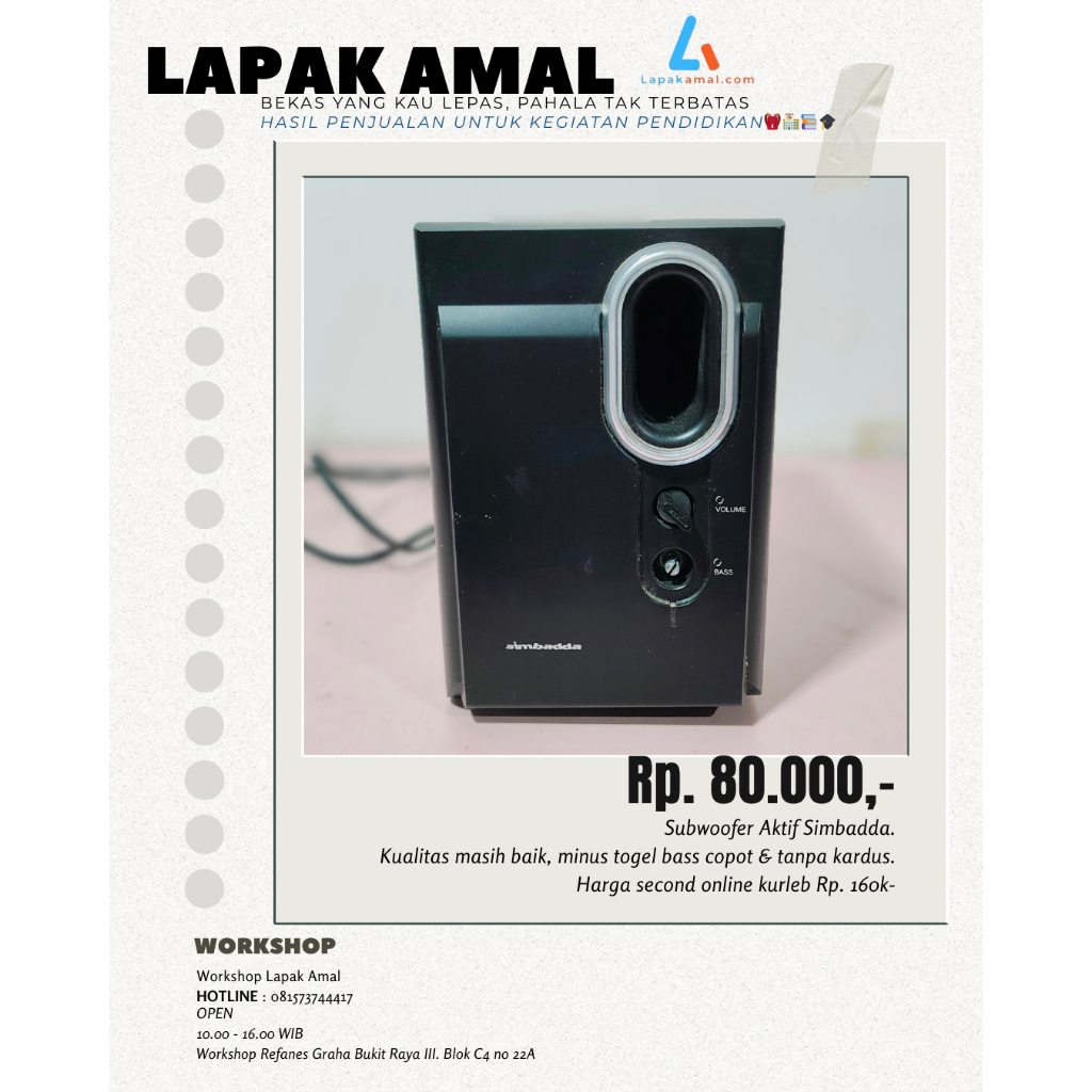 Subwoofer Aktif Simbadda – Speaker Bass Multimedia Bekas