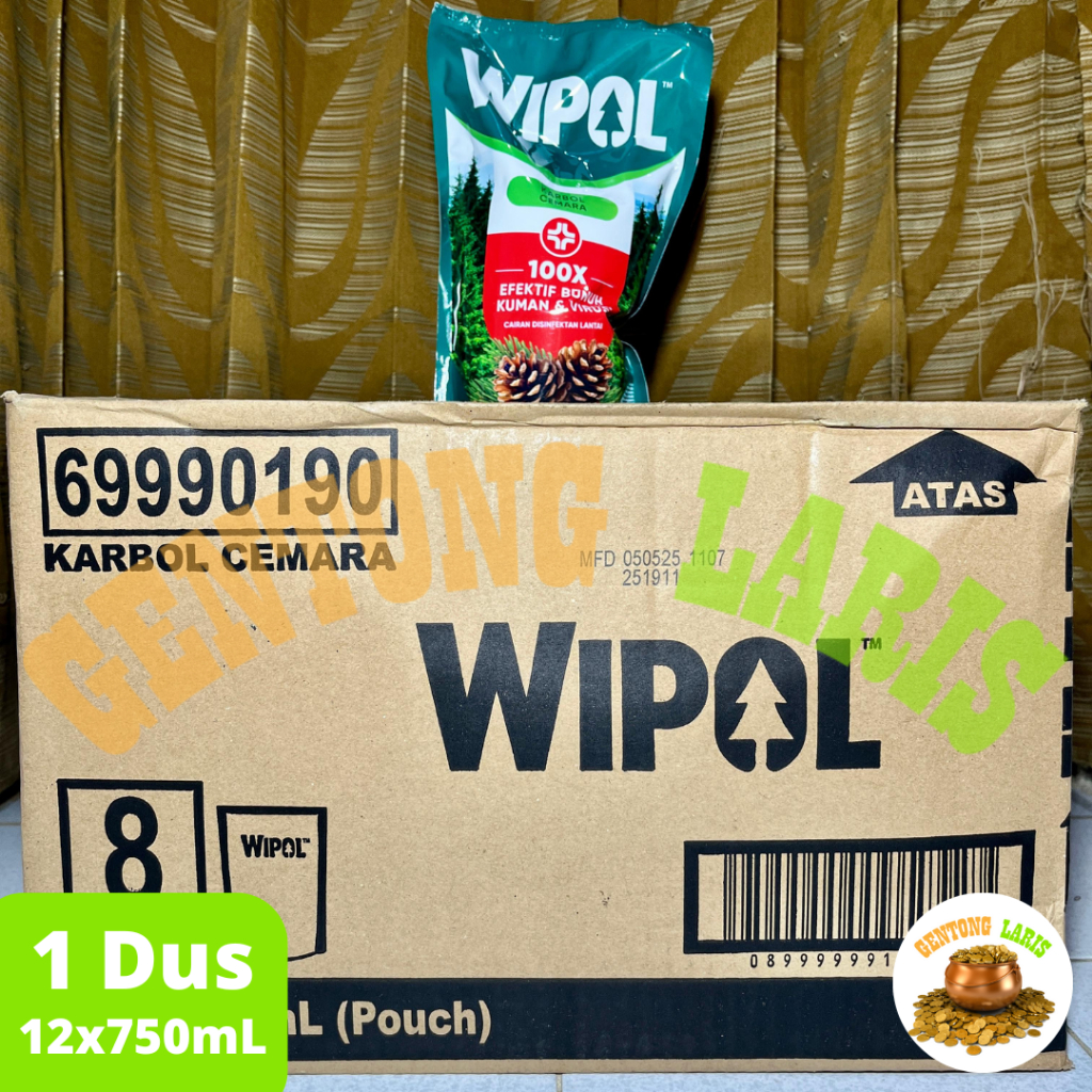 1 Karton / Dus Wipol 5 In 1 Karbol Pembersih Lantai Desinfektan Cemara 750mL