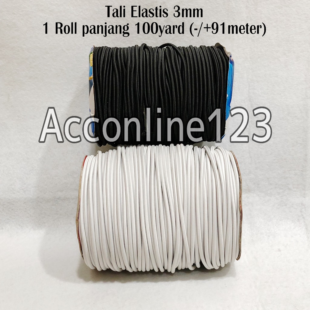 Tali Karet Elastis 3mm / Tali Kur Karet Elastis Bulat Diameter 3mm – 1 Roll