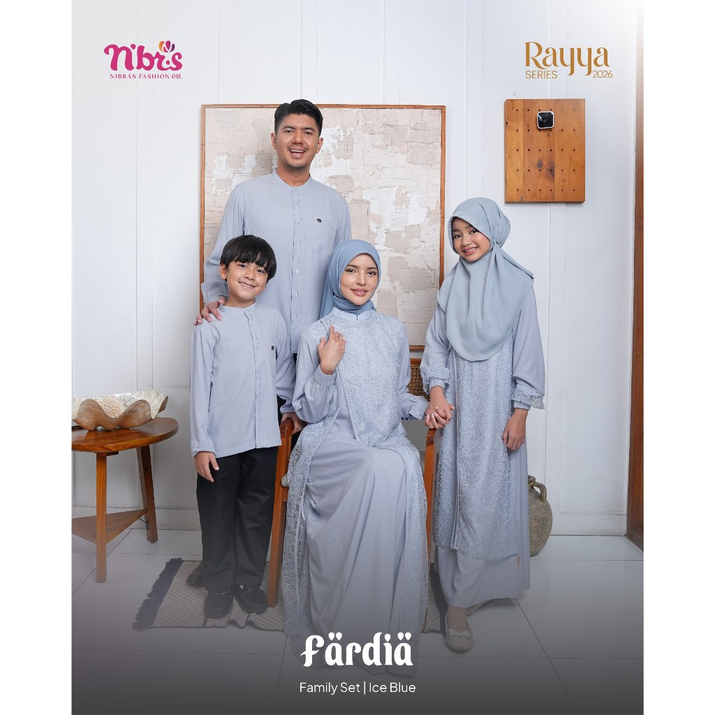 BAJU SERAGAM LEBARAN KELUARGA TERBARU 2026 DIARAYYAKU FARDIA ICE BLUE BY NIBRAS NBRS || SARIMBIT COU