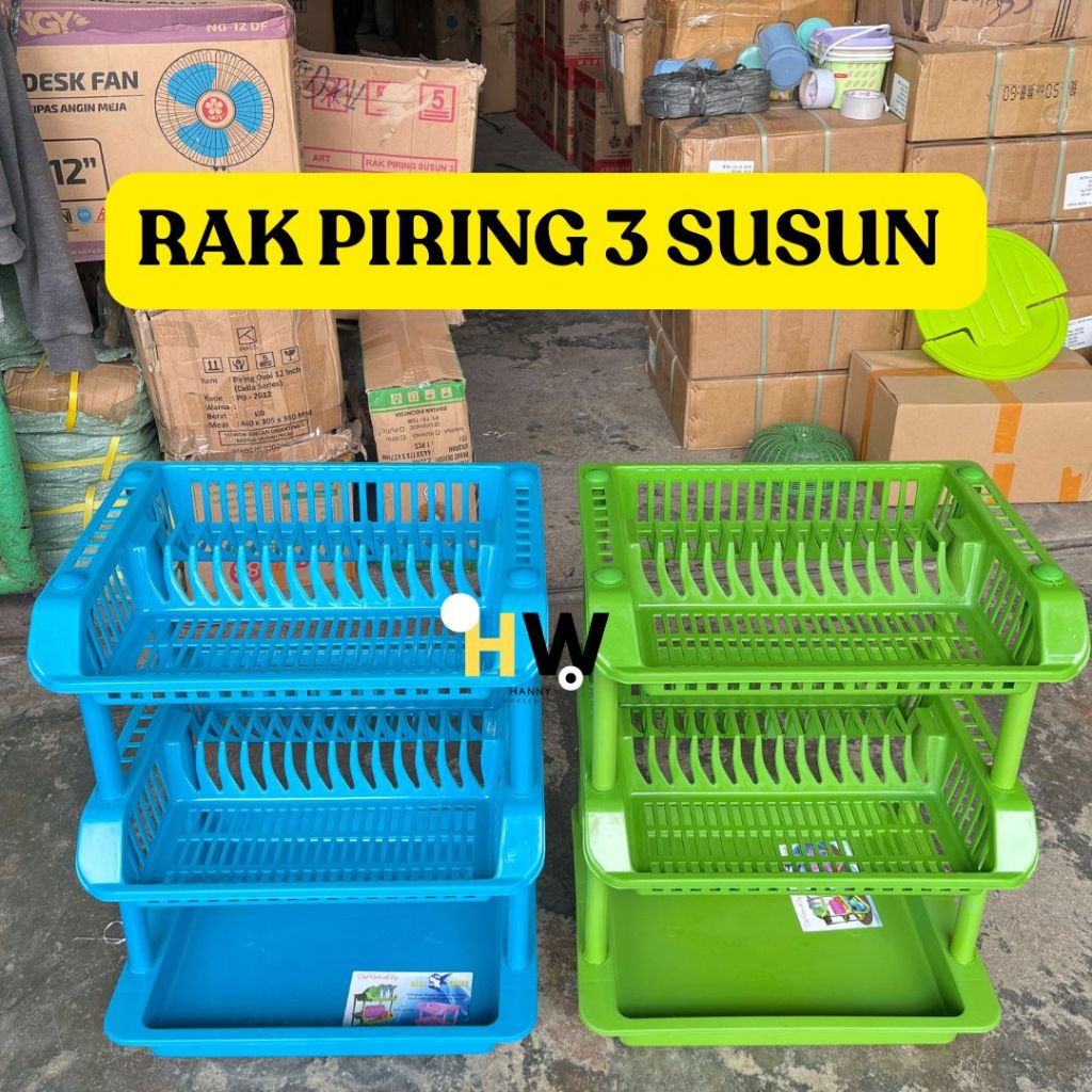 Rak Piring Plastik susun 3 RAK PIRING PLASTIK SUSUN 3 kokoh Rak Tempat Pengering Piring Alat Makan B