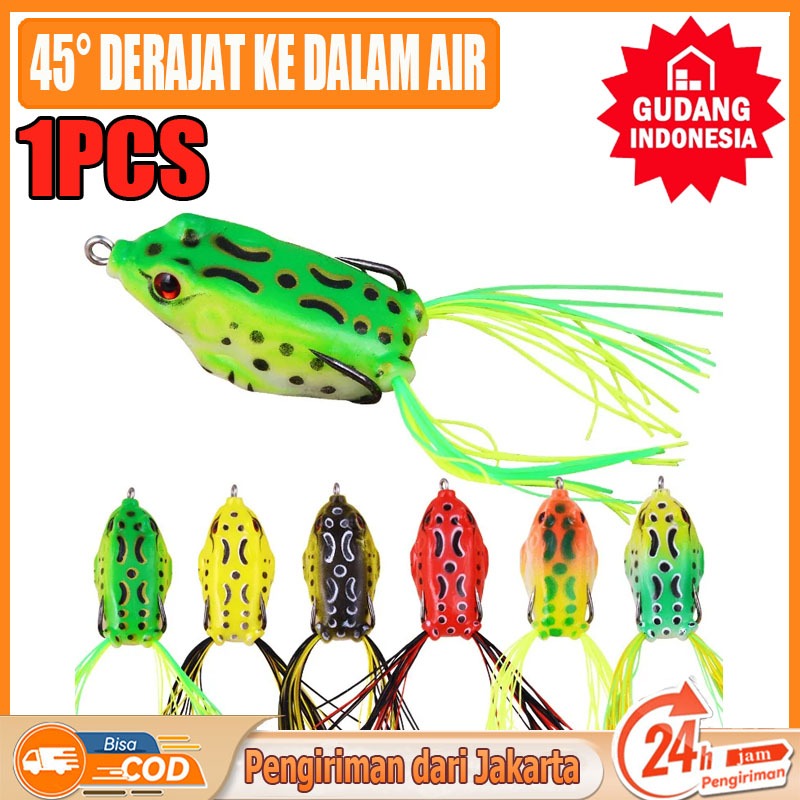 【COD】4cm/5g Umpan Pancing Umpan CastingBionik Bentuk Katak Bahan Carbon SoftLure SlLVER Dengan bait 