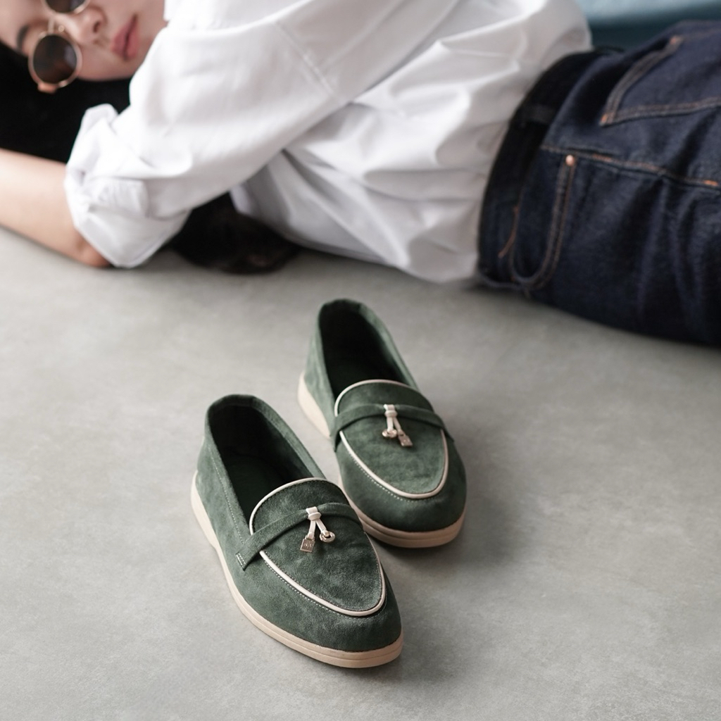cuci gudang sava clara loafers wanita suede korea