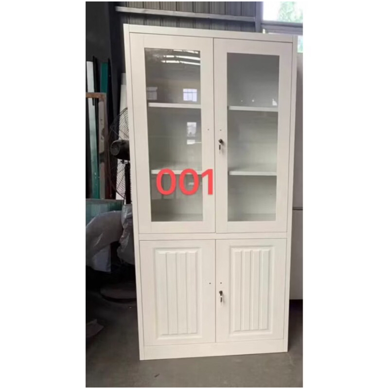 ￼Lemari Besi 1/2 Kaca / Lemari Besi Putih / Lemari Besi Serbaguna / Lemari Buku Putih / Lemari Buku 