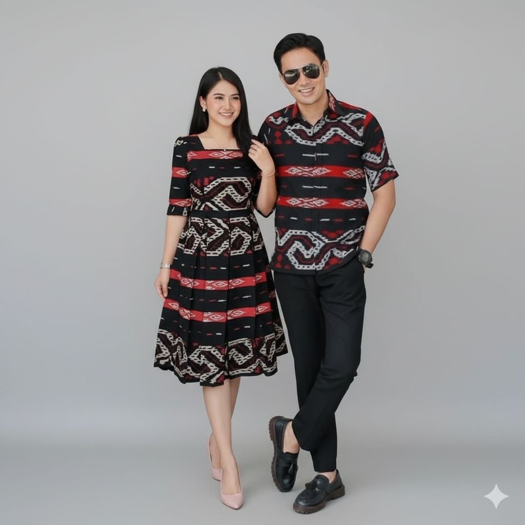 Baju Couple Tenun Keluarga Jepara – Kemeja & Dress Tenun Modern Size Lengkap Casual Elegan