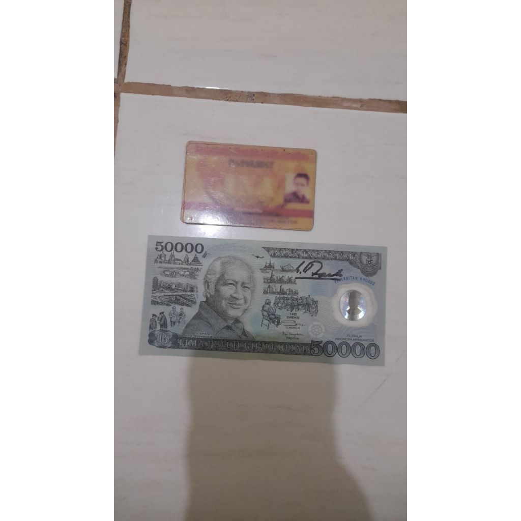 uang kuno asli 50 polimer dengan tanda tangan asli pak Soeharto mulus