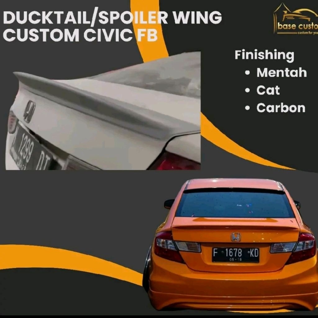 Ducktail Custom Civic Fb - Finishing Cat, Mentah, Carbon