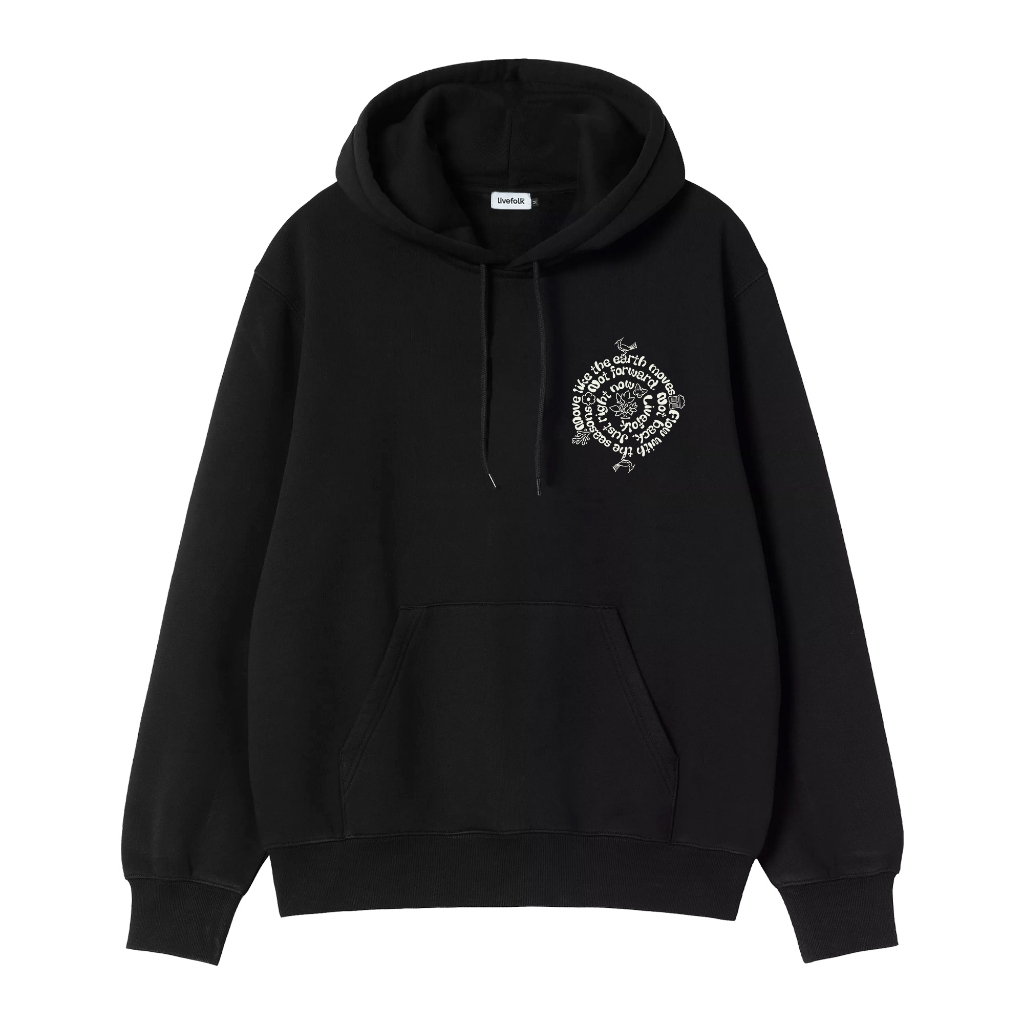 LIVEFOLK - Logged Black Hoodie | Heavyweight Cotton 330gsm