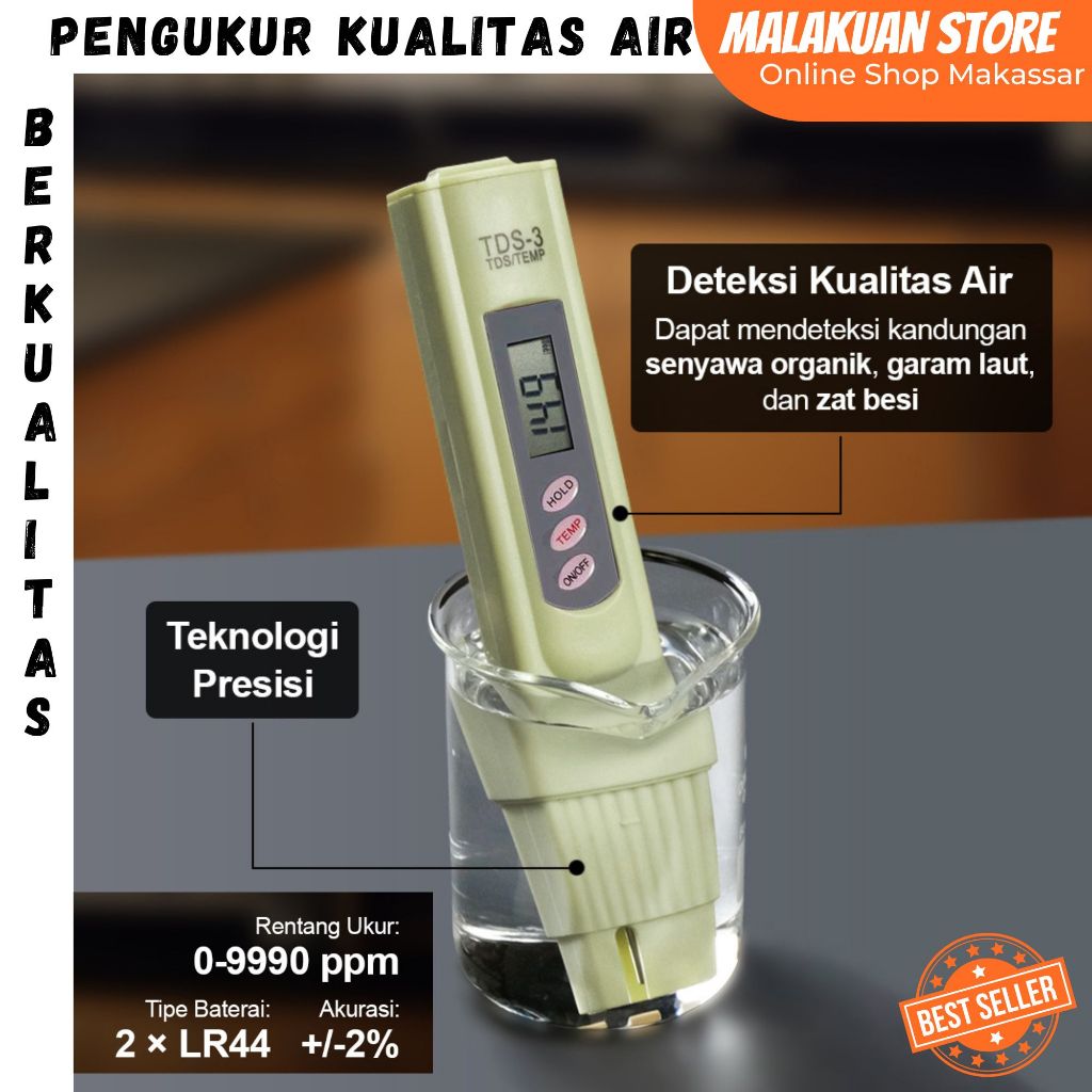 TDS Meter Alat Ukur Kualitas Air Akurat Layar LCD /  Pengukur Nutrisi Hidroponik Tanaman