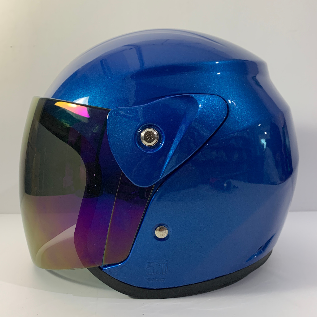 Helm Nuvo Biru Glossy - Helmet SNI Dewasa BXP
