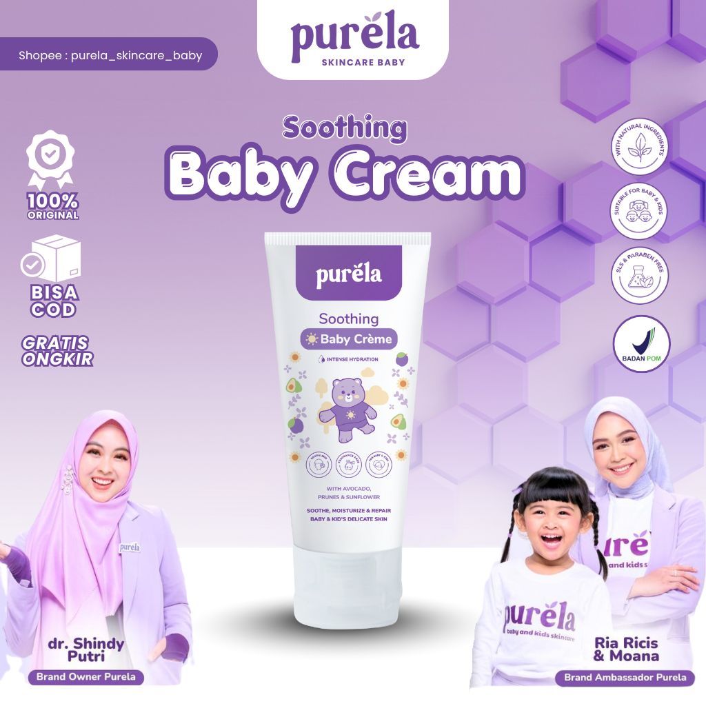 Purela Soothing Baby Cream Skincare Untuk Mencerahkan Kulit Wajah Anak