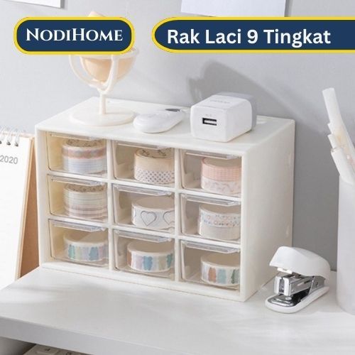 KOTAK LACI PERHIASAN KOTAK AKSESORIS MINI 9 SEKAT KOTAK PENYIMPANAN PLASTIK SUSUN