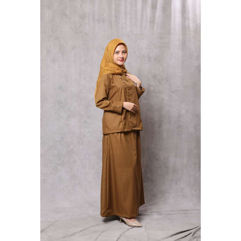 ASN Rapih - Baju Setelan Seragam Panjang PNS Khaki Pemda Ibu Hamil Longgar Wanita Toyobo Blazer Katu