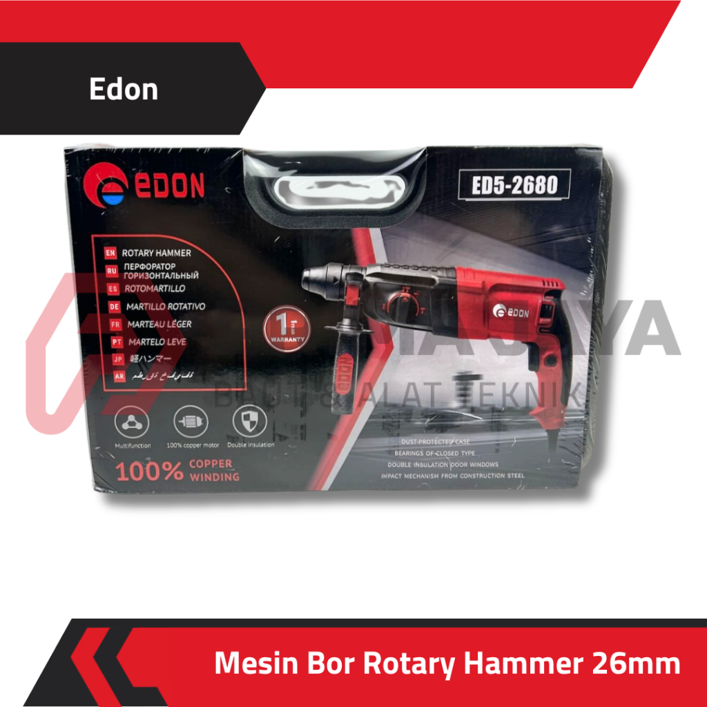 MESIN BOR LISTRIK TEMBOK /  BETON PAHAT / ROTARY HAMMER 26 MM SDS PLUS EDON