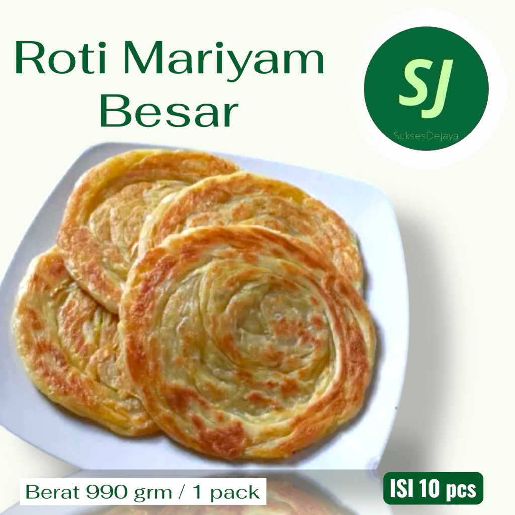Roti Maryam Besar Roti Mariyam Original Isi 10 berat 990 gram ROTI MARIYAM original Frozen food