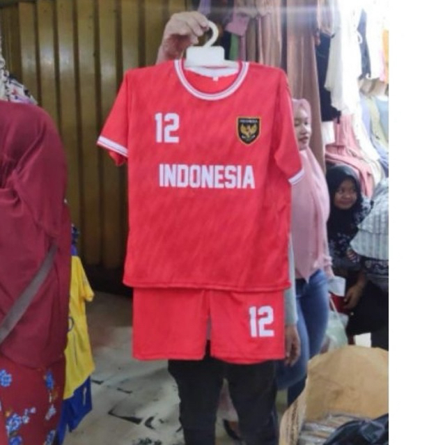 Setelan jersey timnas merah Anak Bola Usia 1-13 Tahun Indonesia